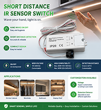 Hand Wave IR Sensor Switch for LED Strip Light Cabinet Lamp Touchless ON Off Control (PS-SS84)